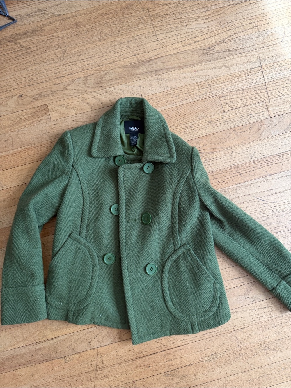 Wesc Olive Green Double-Breasted Pea Coat